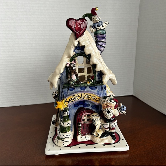 Santa's Workshop Blue Sky Clay Works by Heather Goldminc Tealight Holder 2002 - Picture 2 of 16